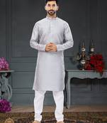 purple printed Silk kurta-pajama