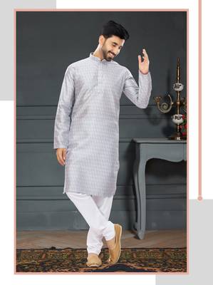 purple printed Silk kurta-pajama 2