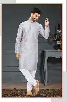 purple printed Silk kurta-pajama