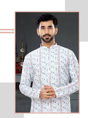 multicolor printed Silk kurta-pajama 2