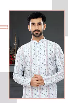 multicolor printed Silk kurta-pajama