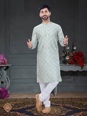 blue printed Silk kurta-pajama 1