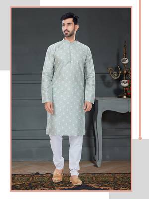 blue printed Silk kurta-pajama 2
