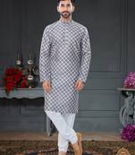 multicolor printed Silk kurta-pajama
