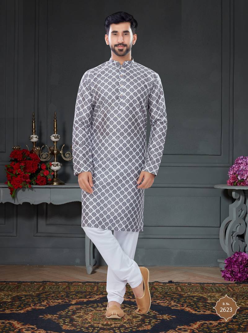 multicolor printed Silk kurta-pajama