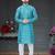 blue printed Silk kurta-pajama