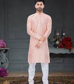multicolor printed Silk kurta-pajama