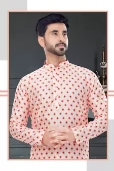 multicolor printed Silk kurta-pajama