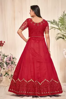 Heavy And Eye Catching Embroidery Work Red Colour Anarkali Suits For Trendy Girls