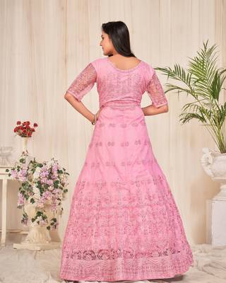 Heavy And Eye Catching Embroidery Work Pink Colour Anarkali Suits For Trendy Girls 2