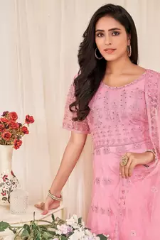 Heavy And Eye Catching Embroidery Work Pink Colour Anarkali Suits For Trendy Girls