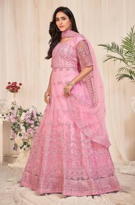 Heavy And Eye Catching Embroidery Work Pink Colour Anarkali Suits For Trendy Girls 4