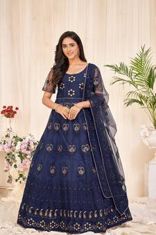 Heavy And Eye Catching Designer Embroidery Work Blue Colour Anarkali Suits For Trendy Girls