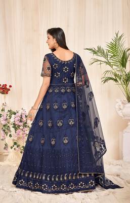 Heavy And Eye Catching Embroidery Work Blue Colour Anarkali Suits For Trendy Girls 2