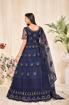 Heavy And Eye Catching Embroidery Work Blue Colour Anarkali Suits For Trendy Girls