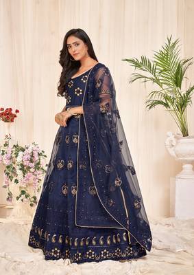 Heavy And Eye Catching Embroidery Work Blue Colour Anarkali Suits For Trendy Girls 4