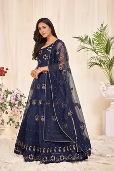 Heavy And Eye Catching Embroidery Work Blue Colour Anarkali Suits For Trendy Girls