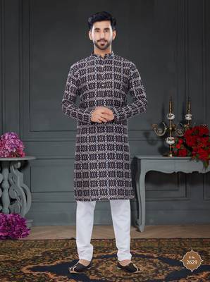 multicolor printed Silk kurta-pajama 1