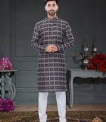 multicolor printed Silk kurta-pajama