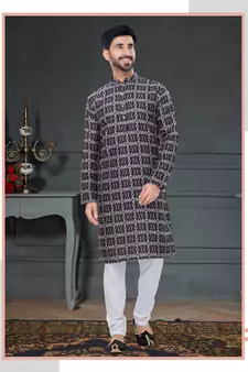 multicolor printed Silk kurta-pajama