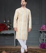 multicolor printed Silk kurta-pajama