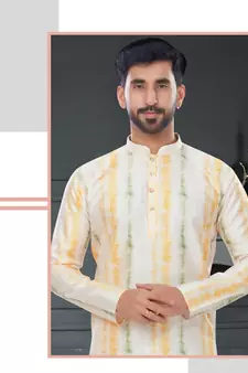 multicolor printed Silk kurta-pajama