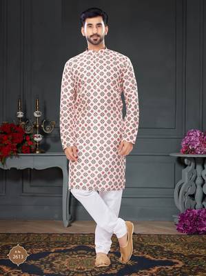 multicolor printed Silk kurta-pajama 1