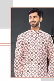 multicolor printed Silk kurta-pajama