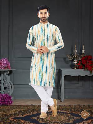multicolor printed Silk kurta-pajama 1