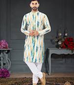 multicolor printed Silk kurta-pajama