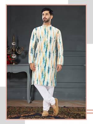 multicolor printed Silk kurta-pajama 2