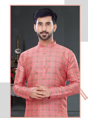 pink printed Silk kurta-pajama 2