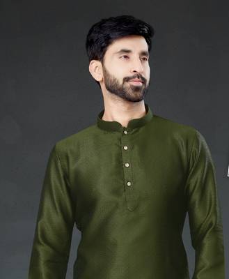 green embroidered cotton_silk kurta-pajama 2