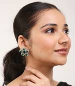 Green Silver Rhodium Earings