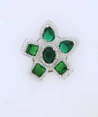 Green Silver Rhodium Earings 3