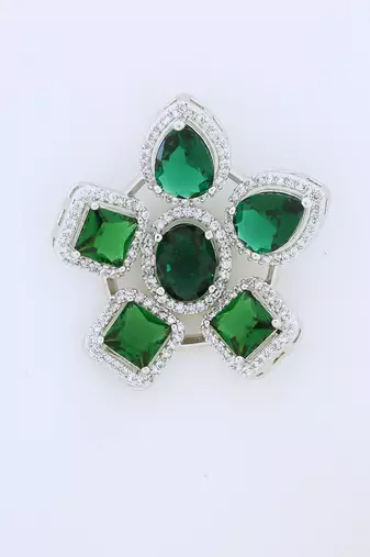 Green Silver Rhodium Earings