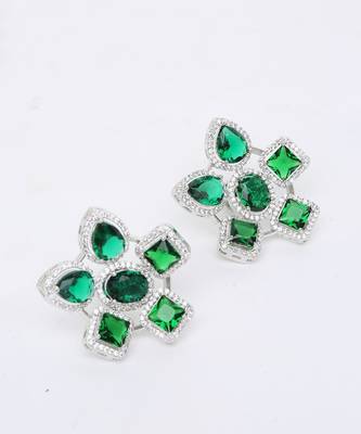 Green Silver Rhodium Earings 4
