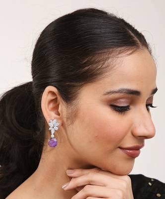 Purple Silver Rhodium Earings 2