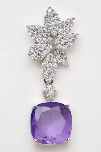 Purple Silver Rhodium Earings