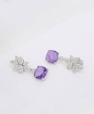 Purple Silver Rhodium Earings 4