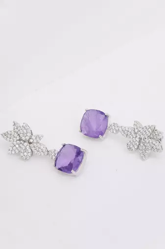 Purple Silver Rhodium Earings