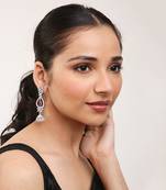 Red Silver Rhodium Earings