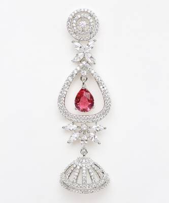 Red Silver Rhodium Earings 2
