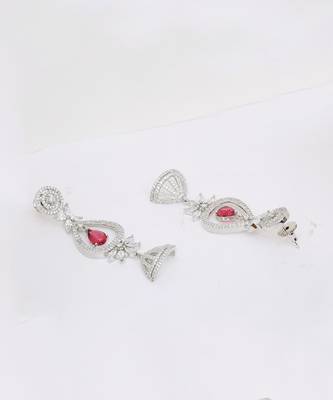 Red Silver Rhodium Earings 3