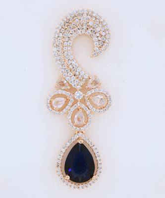 Navy Blue Rose-Gold Rhodium Earings 3