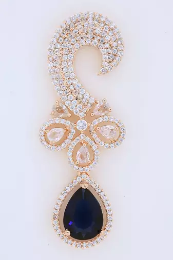 Navy Blue Rose-Gold Rhodium Earings
