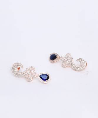 Navy Blue Rose-Gold Rhodium Earings 4