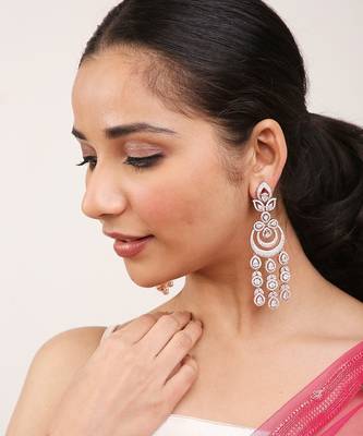 Colourless Rose-Gold Rhodium Earings 1