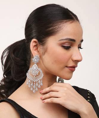 Colourless Silver Rhodium Earings 2