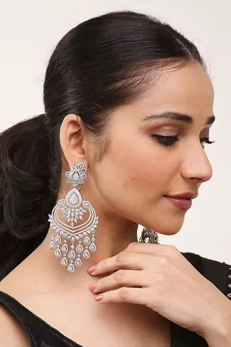Colourless Silver Rhodium Earings